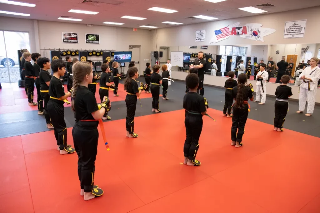 Kids Lined up For Karate Practice Sessions in Alamo Heights, Texas
