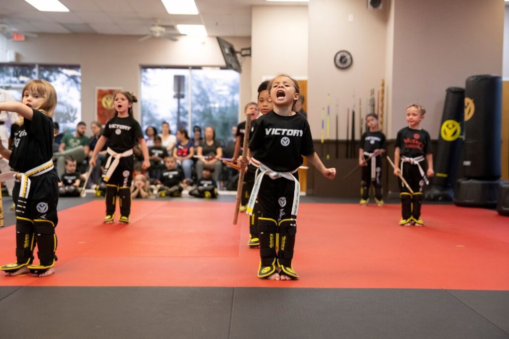 Kids Lined Up For the Karate Class at Victory Martial Arts in Williamston, Michigan
