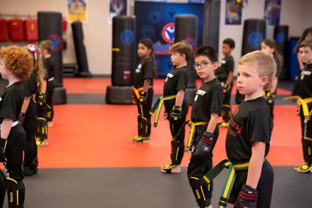 Kids Lined Up For the Karate Class at Victory Martial Arts in Tenaya, Nevada