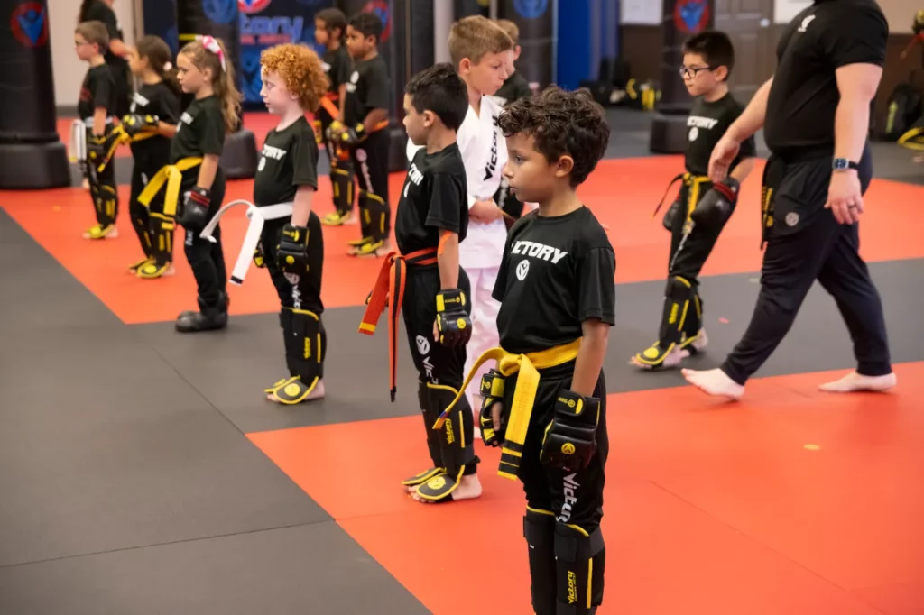 Children Lined Up Before The Class at Kids' Karate Academy in Stevenson Ranch, CA